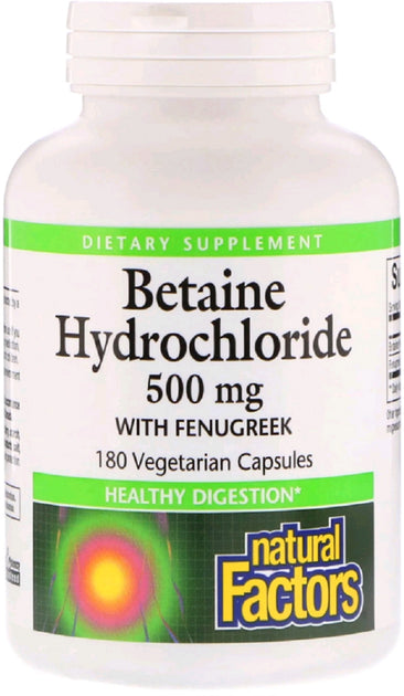 Natural Factors - Betaine Hydrochloride with Fenugreek - 180 vcaps