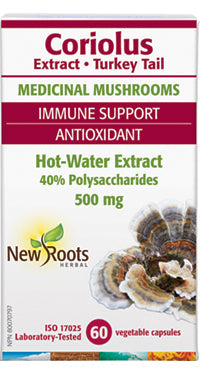NEW ROOTS Coriolus Turkey Tail · 500 mg · Hot-Water Extract 60 capsules