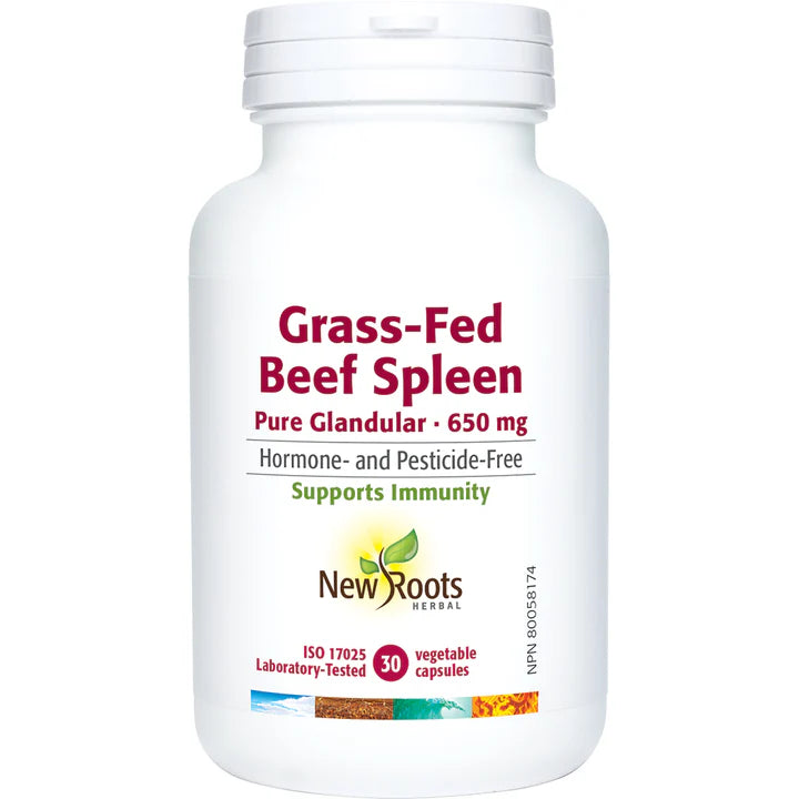 NEW ROOTS Grass-Fed Beef Spleen Pure Glandular · 650 mg 30 capsules