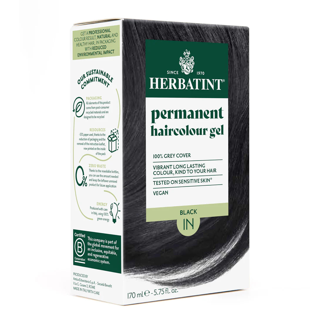 Permanent haircolour gel 1N Black, 170 ml