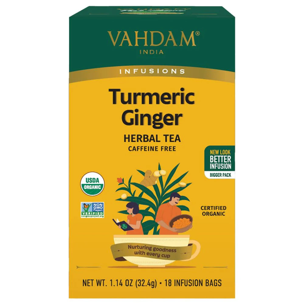 Vahdam Teas Vahdam Tea Flavour: Turmeric Ginger
Container Size: 18 Count Pack of 6