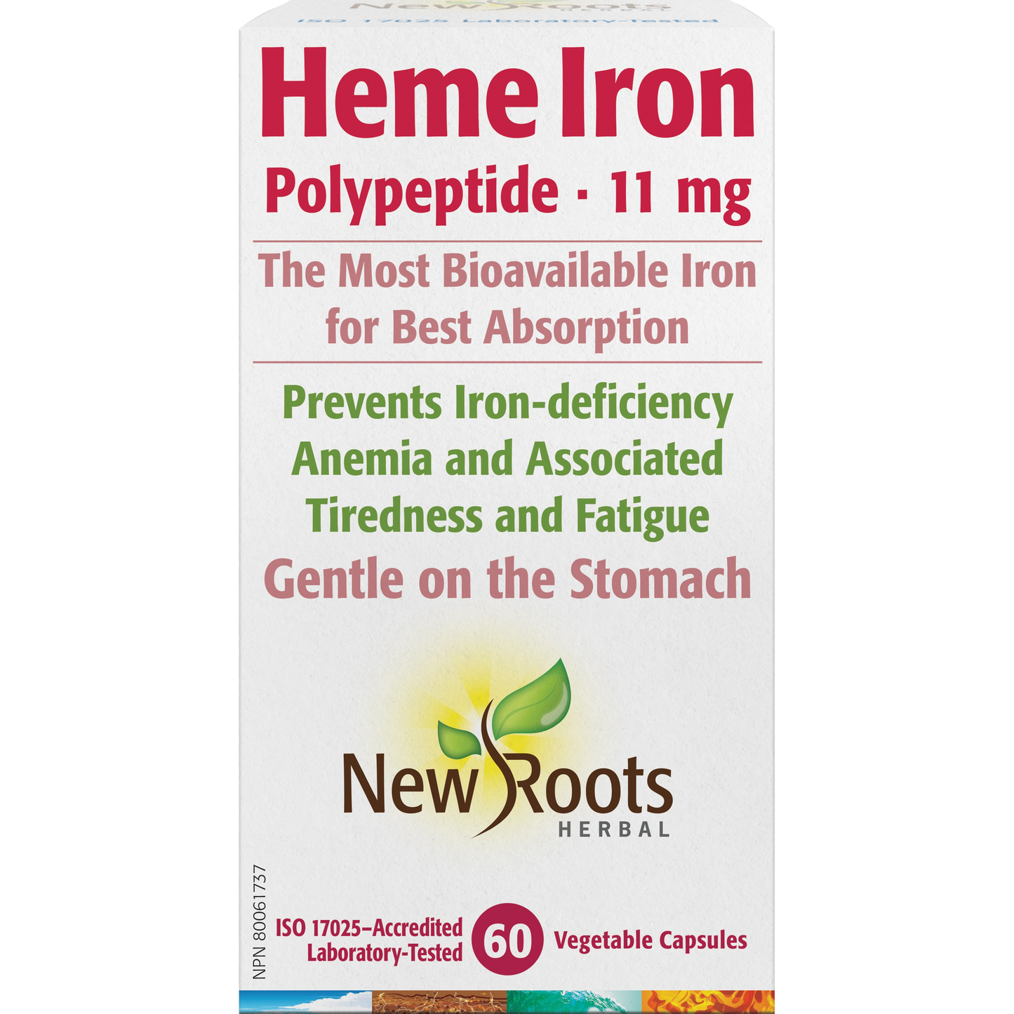 NEW ROOTS Heme Iron (Bovine) Polypeptide · 11 mg 60 capsules