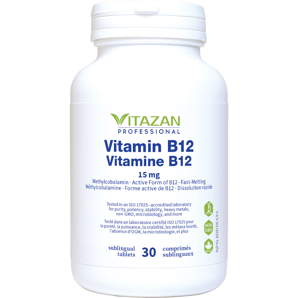 Vitazan Vitamin B12 (15 mg · Methylcobalamin · Active Form of B12 · Fast-Melting) 30 sublingual tablets