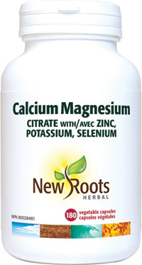 NEW ROOTS Cal-Mag Citrate With Zinc, Potassium, Selenium 180 capsules
