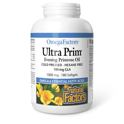 Natural Factors   Ultra Prim Evening Primrose Oil 1000 mg, OmegaFactors®   180 sglssgls