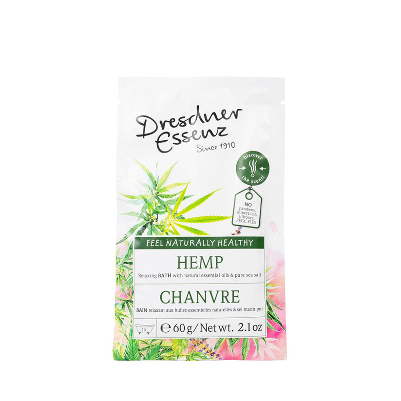 DRESDNER ESSENZ BATH POWDER, STRESS RELIEF, HEMP/SANDALWOOD, 60g x 12 sachets