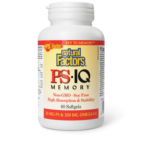 Natural Factors   PS•IQ Memory PS 25 mg • Omega-3-6 350 mg   60 sglssgls