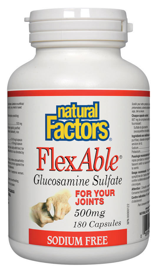 Natural Factors   FlexAble® Glucosamine Sulfate 500 mg   180 capscaps