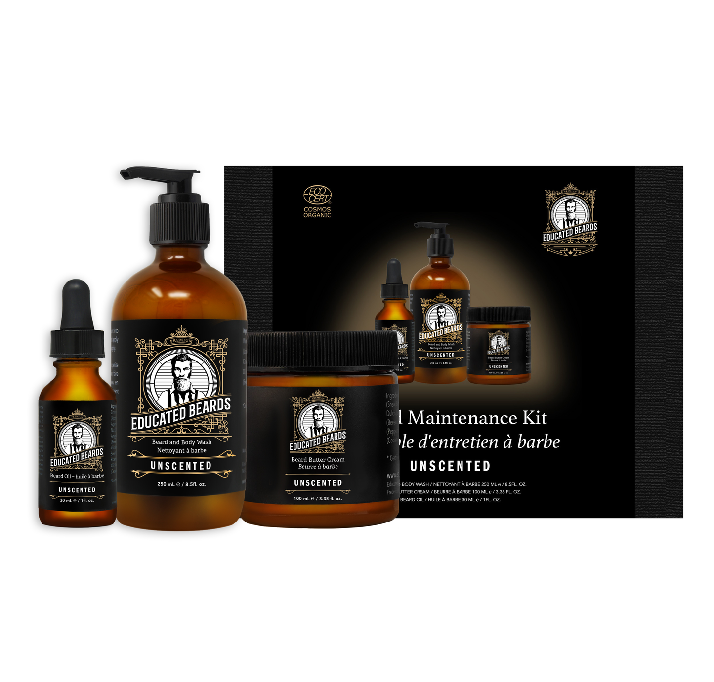 Educated Beards   Beard Maintenance Kit Unscented 1kit