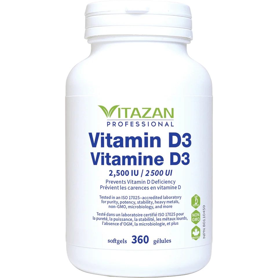 Vitazan Vitamin D3 (2,500 IU · Prevents Vitamin D Deficiency) 360 softgels