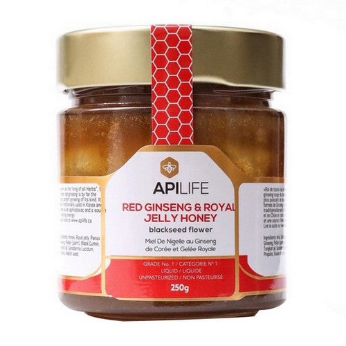 API Health Red Ginseng Royal Jelly and Black Seed Honey 250 g - Case of 6
