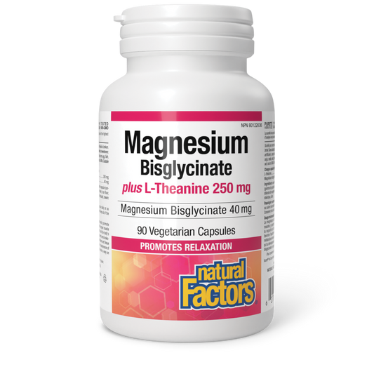 Natural Factors   Magnesium Bisglycinate plus L-Theanine 250 mg   90vcaps