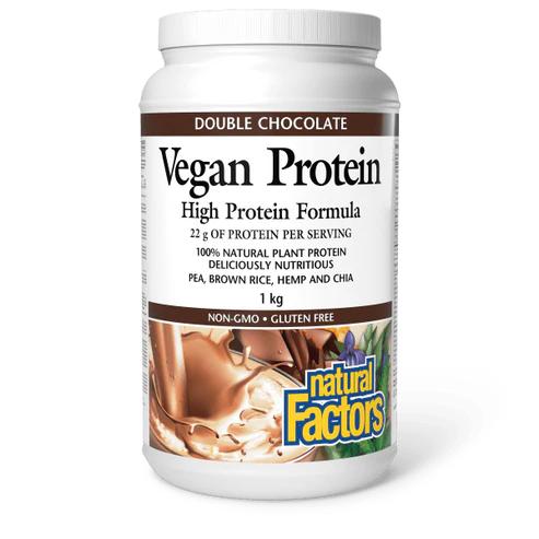 Natural Factors   Vegan Protein High Protein Formula, Double Chocolate   1 kg pwdpwd