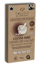 Galerie au Chocolat-Fairtrade Dark Choc Cocoa Nibs Bar 100g