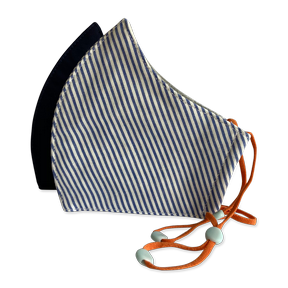 Happy Natural Products   Kids Mask 3-Lyr Navy/Stripes 2pk