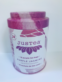 JUSTEA -  Purple Jasmine, Purple Tea,  Tea Bags   (tin)    24g