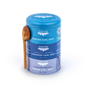 JUSTEA -    Earl Grey Tea Trio Tin w/Spoon   102g