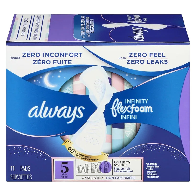 ALWAYS INFINITY OVERNIGHT EXTRA HEAVY UNS SZ5 11 pack of 6