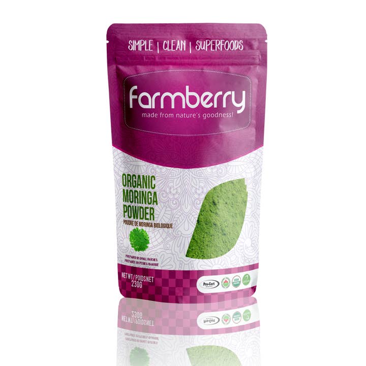 Farmberry Farmberry Organic Powder Flavour: Moringa Leaf
Container Size: 115 g Each