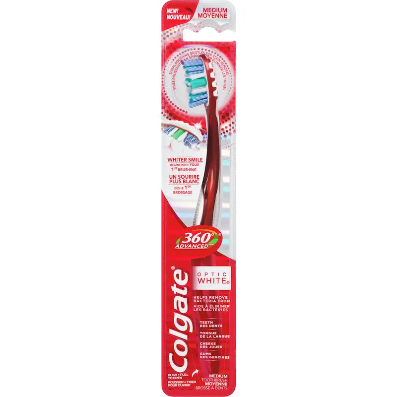 COLG T/B 360 ADVANCE OPTIC WHITE MED pack of 6