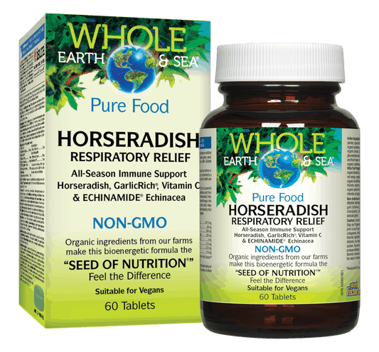 Natural Factors   Horseradish Respiratory Relief, Whole Earth & Sea™   60 ec tabsec tabs