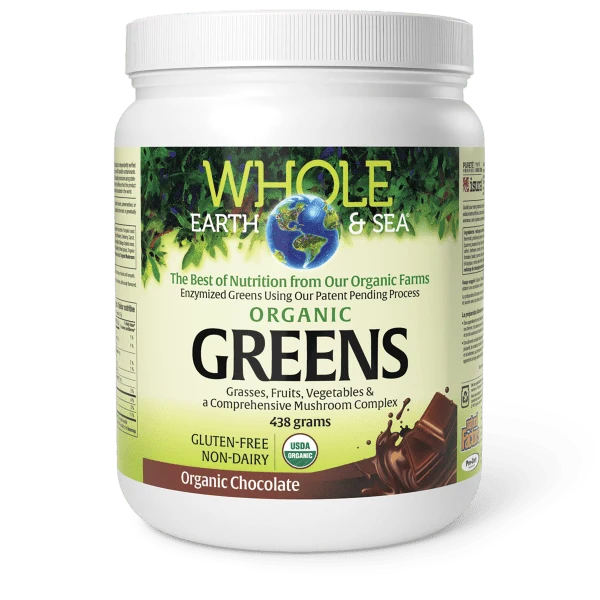 Natural Factors Organic Greens, Whole Earth & Sea Organic Chocolate 438 gpwd