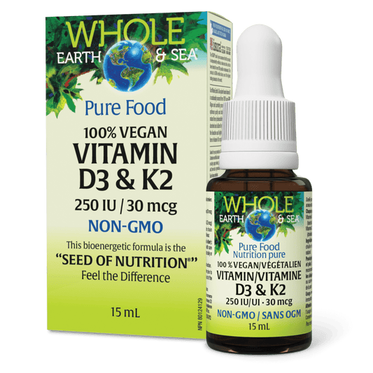 Natural Factors   100% Vegan Vitamin D3 & K2, Whole Earth & Sea   15mlliquid