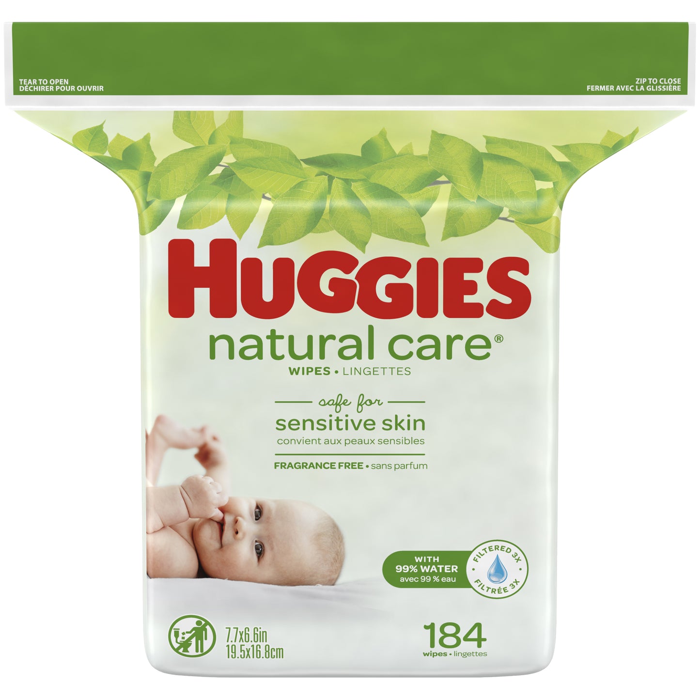 HUGGIES NATURAL CARE BABY WIPES UNSCENTED REF 184