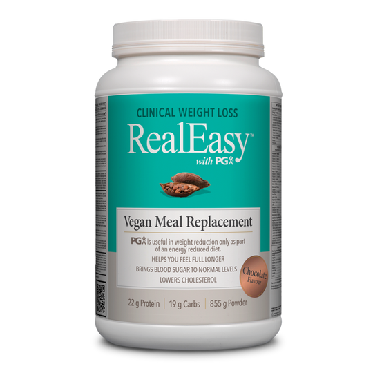 Natural Factors RealEasy with PGX Vegan Meal Replacement, Chocolate 855gpwd
