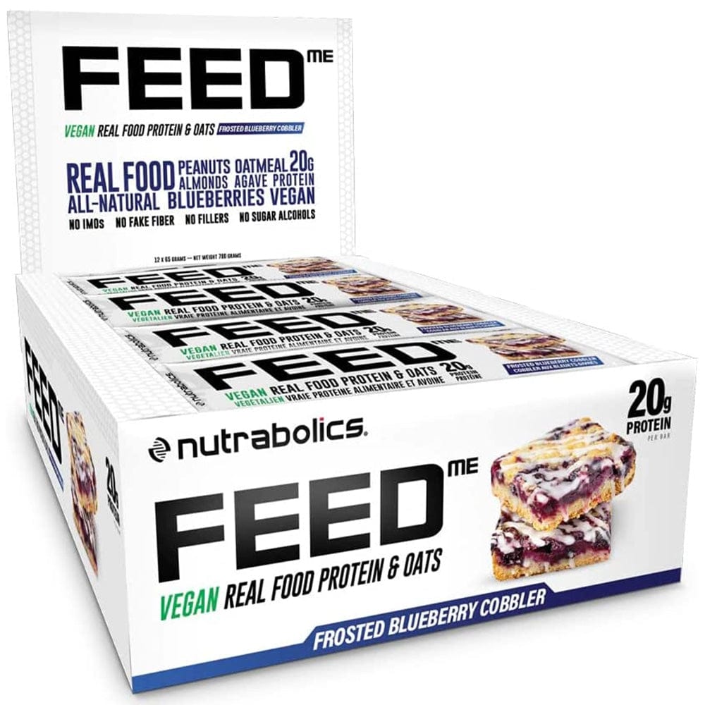 NUTRABOLICS FEED BAR VEGAN 65g - 12/box FROSTED BLUEBERRY COBBLER