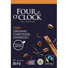 FOUR O’CLOCK -    Black Tea, Chai Espresso, Organic (Fair Trade)    16ct
