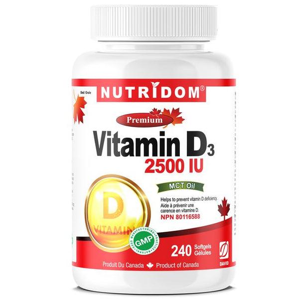 NUTRIDOM® Vitamin D3 2500IU w/MCT oil 240 Softgels