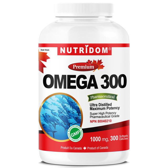 NUTRIDOM® Omega-3 Fish Oil 1000mg 300 Softgels - NEW