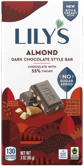 Lily's Sweets   Chocolate Bar   55% Almond Dark Chocolate Style 85G