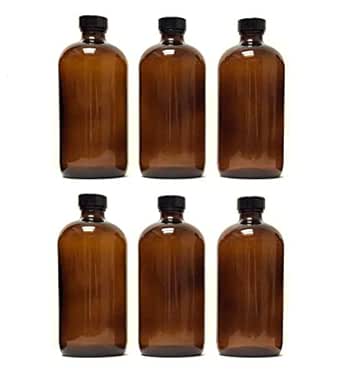 ACC - Amber Boston Round Bottle 8oz 6CT