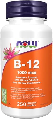 NOW B-12 1000mcg+Folic Acid 100mcg 250chews