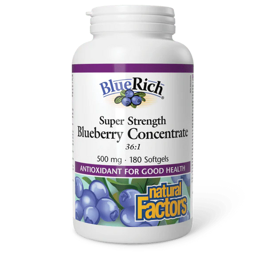 Natural Factors - BlueRich® Super Strength Blueberry Concentrate 500 mg - 180 Softgels