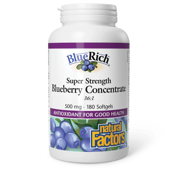 Natural Factors - BlueRich® Super Strength Blueberry Concentrate 500 mg - 180 Softgels