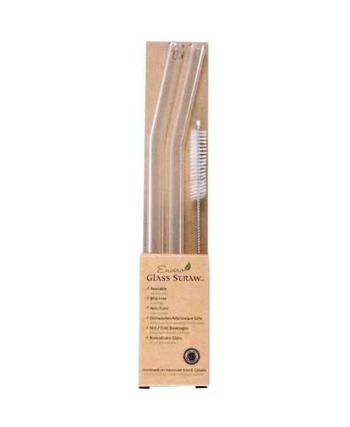ENVIRO GLASS STRAWS Combo Smoothie Straws 10" Bent
