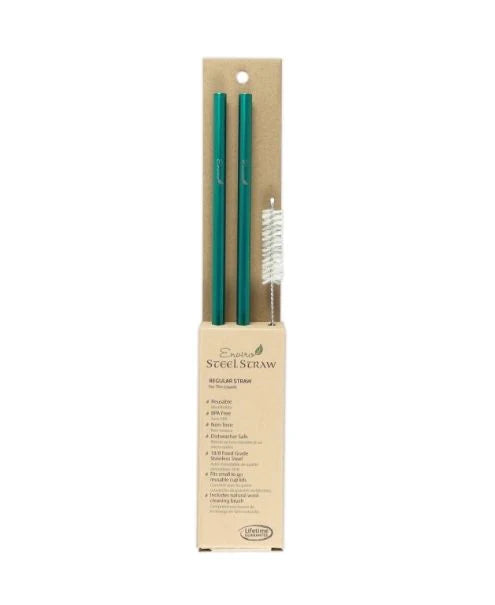 ENVIRO GLASS STRAWS Combo Reg. Stl Straw 10.5" Green