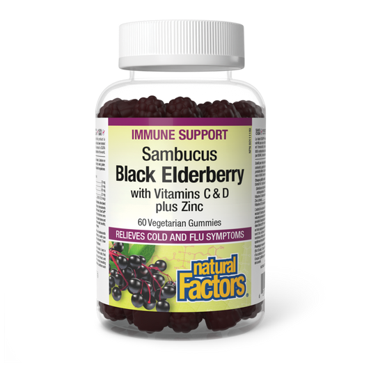 Natural Factors   Sambucus Black Elderberry with Vitamins C & D plus Zinc   60 vg gumvg gum