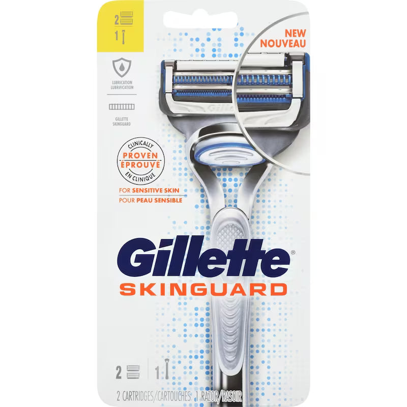 GILLETTE SKINGUARD RAZOR W/2 CARTRIDGES