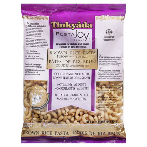 TINKYADA RICE PASTAS -  Elbows, Brown Rice (gluten free)    454g