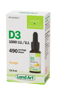 Land Art   Organic Vitamin D3 1000IU 13.5ml