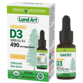 Land Art   Organic Vegan Vitamin D3 1000IU 13.5ml