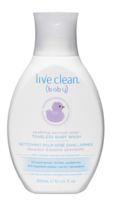 Live Clean   Baby Soothg Oatmeal Tearless Wash 300ml