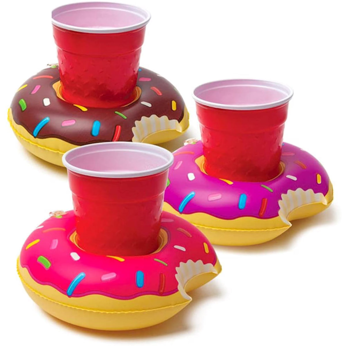 POOL PARTY DONUT BEVERAGE HOLDER INFLATABLE 8" pack of 144