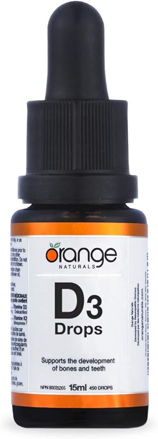 Orange Naturals Vitamin D3 Drops 1000IU 15ml, Natural Orange Flavour with MCT Base, 450 Servings, Daily Vitamin D Supplement for Strong Bone, Healthy Teeth & Active Living, Easy-to-Take Liquid Formula