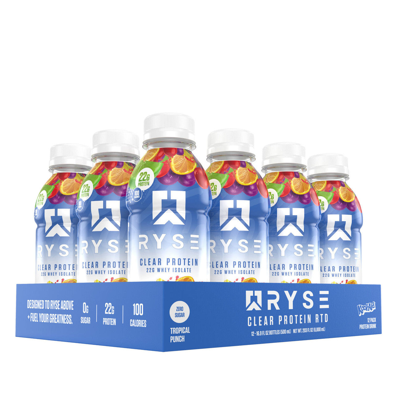 Ryse Clear Whey Protein RTD Kool-Aid Tropical Punch 500 mL - Case of 12