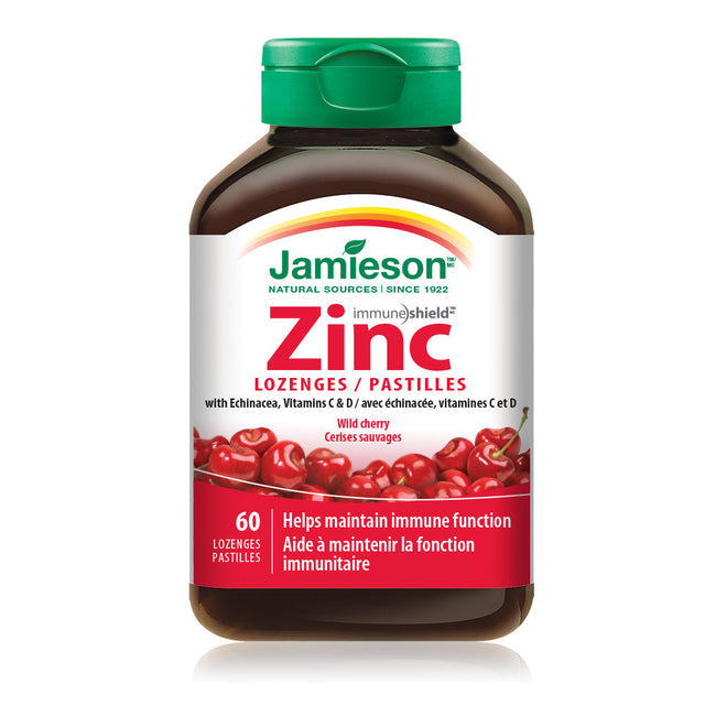 Jamieson JMS Zinc Lozenges w Echinacea, Vit. C+D - Wild Cherry 60Cherry